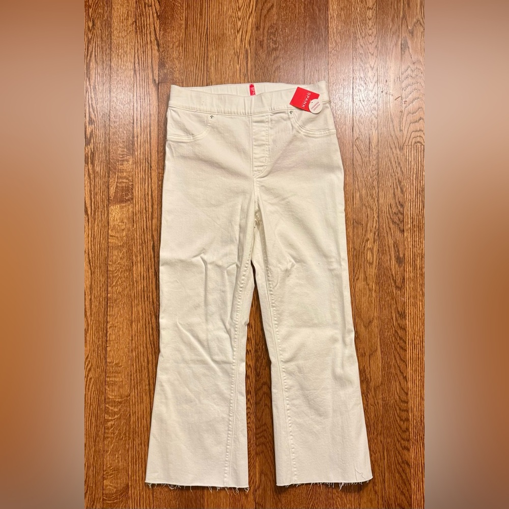 SPANX White Cropped Flare Denim